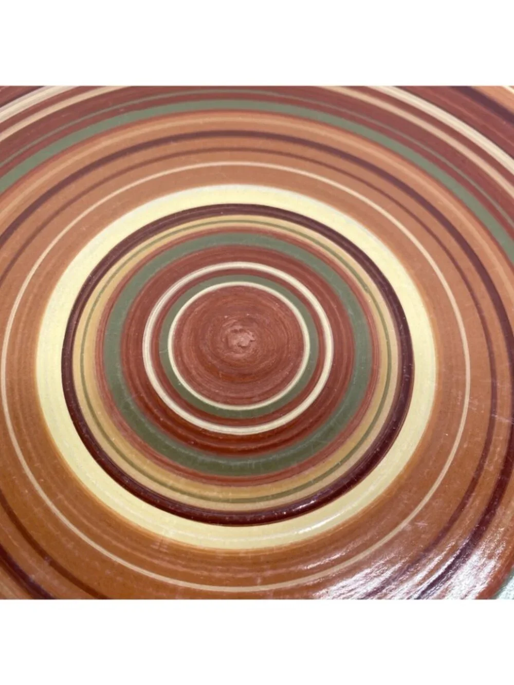 Raymond Waites Certified Intl RONDO Brown Rust Yellow Rings Dinner Plate Set 4